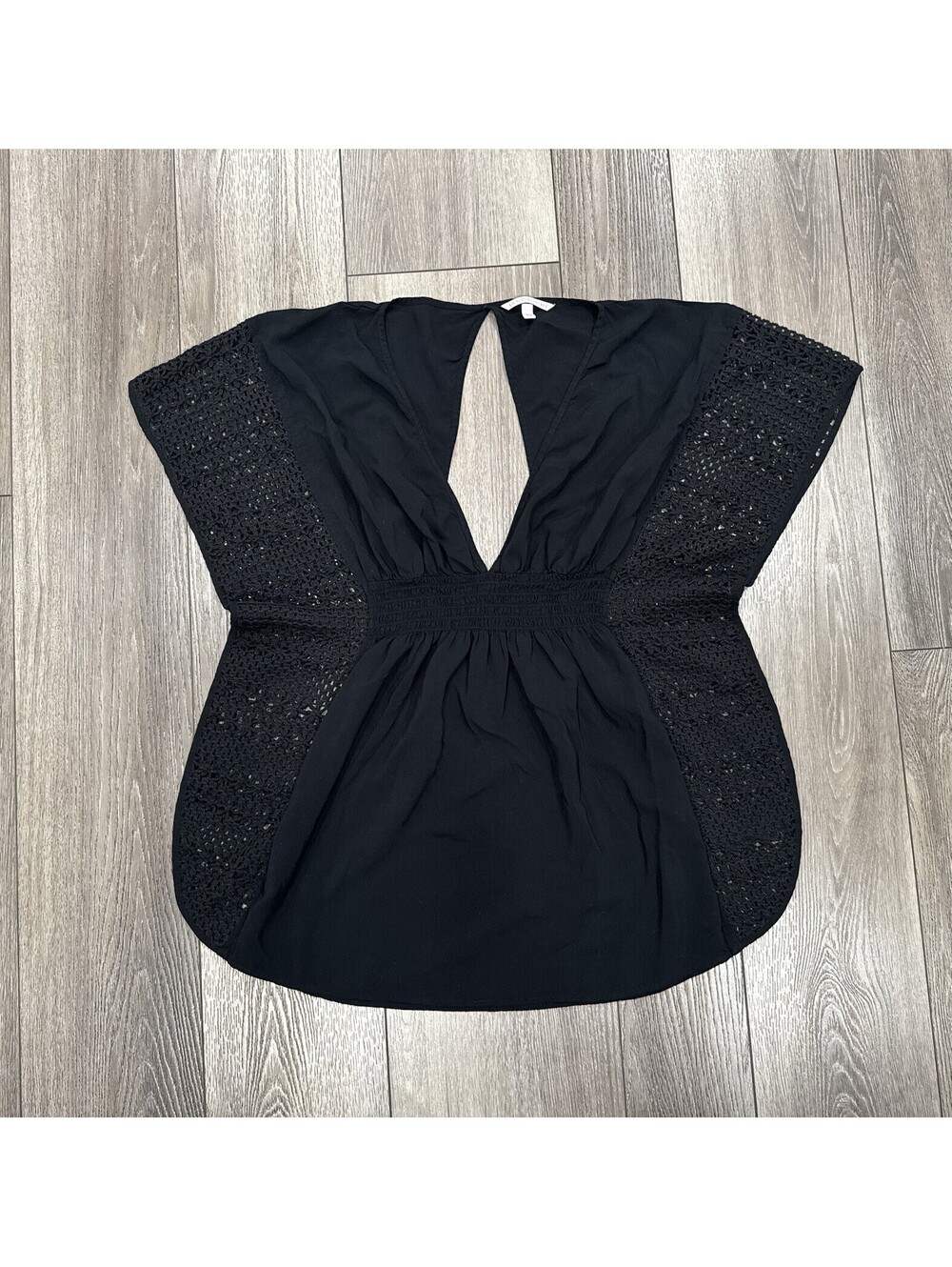 Victorias Secret Cover Up Small Adult Black Crochet Lace Poncho Cape Swim Womens